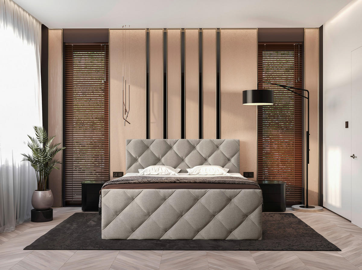 BOXBETT 140/200 cm  in Greige  - Greige/Schwarz, KONVENTIONELL, Kunststoff/Textil (140/200cm) - Carryhome
