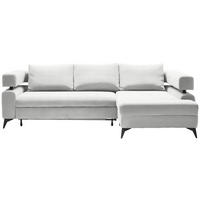 ECKSOFA in Chenille Weiss  - Weiss/Schwarz, Konventionell, Textil/Metall (265/184cm) - Hom`in