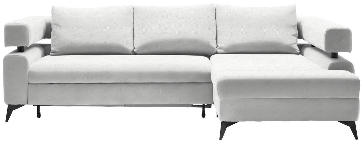 ECKSOFA in Chenille Weiss  - Weiss/Schwarz, Konventionell, Textil/Metall (265/184cm) - Hom`in