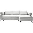 ECKSOFA Weiß Chenille  - Schwarz/Weiß, KONVENTIONELL, Textil/Metall (265/184cm) - Hom`in