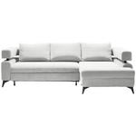 ECKSOFA in Chenille Weiß  - Schwarz/Weiß, KONVENTIONELL, Textil/Metall (265/184cm) - Hom`in