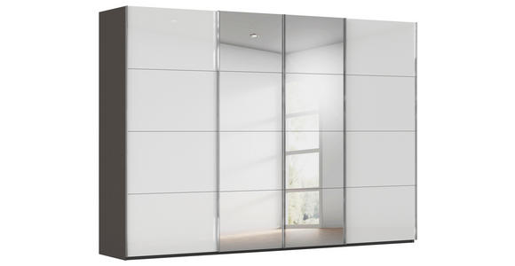 SCHWEBETÜRENSCHRANK  in Graphitfarben, Weiß  - Chromfarben/Graphitfarben, Design, Glas/Holzwerkstoff (316/223/68cm) - Novel