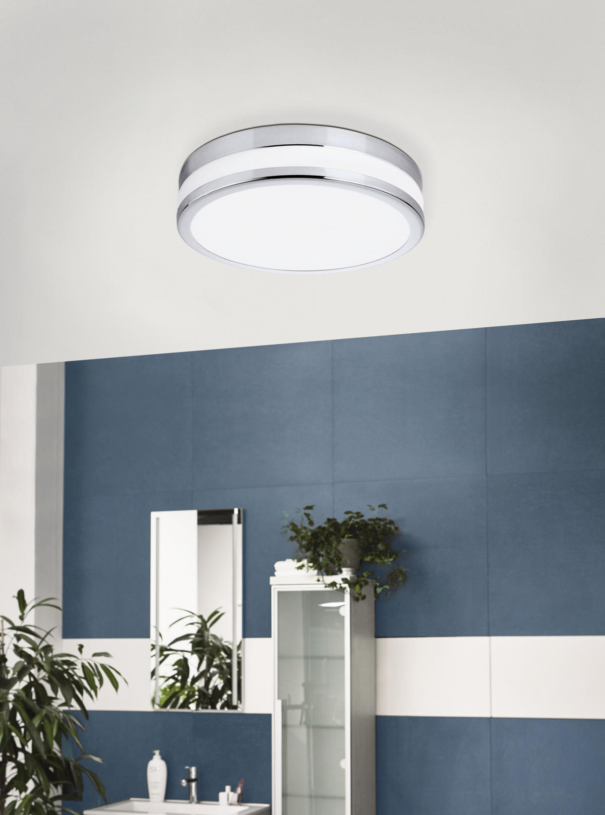 BADEZIMMER-DECKENLEUCHTE 24 W  29,5/7,7 cm    - Chromfarben/Weiss, Basics, Glas/Metall (29,5/7,7cm) - Eglo