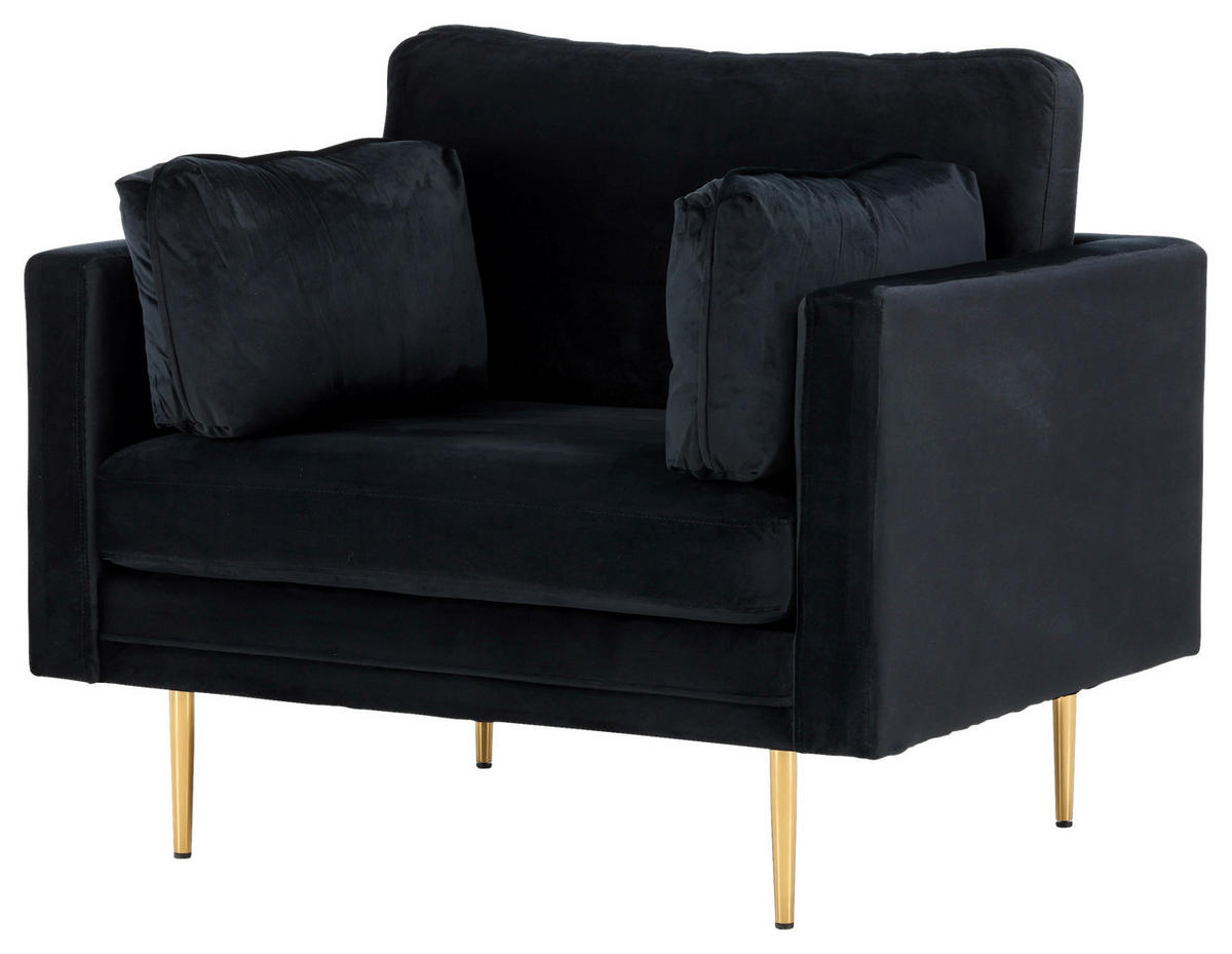 FÅTÖLJ i metall, textil svart, ljusbrun  - ljusbrun/svart, Design, metall/textil (110/84/86cm) - Livetastic