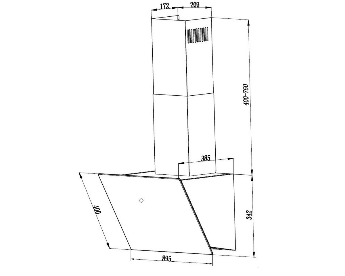 DUNSTABZUGSHAUBE CH89060W  - Weiß, Trend, Glas/Metall (59,5/74,2-109,2/38,5cm) - Respekta