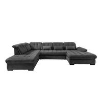 WOHNLANDSCHAFT  in Chenille Anthrazit  - Anthrazit/Schwarz, MODERN, Textil/Metall (252/387/184cm) - Livetastic