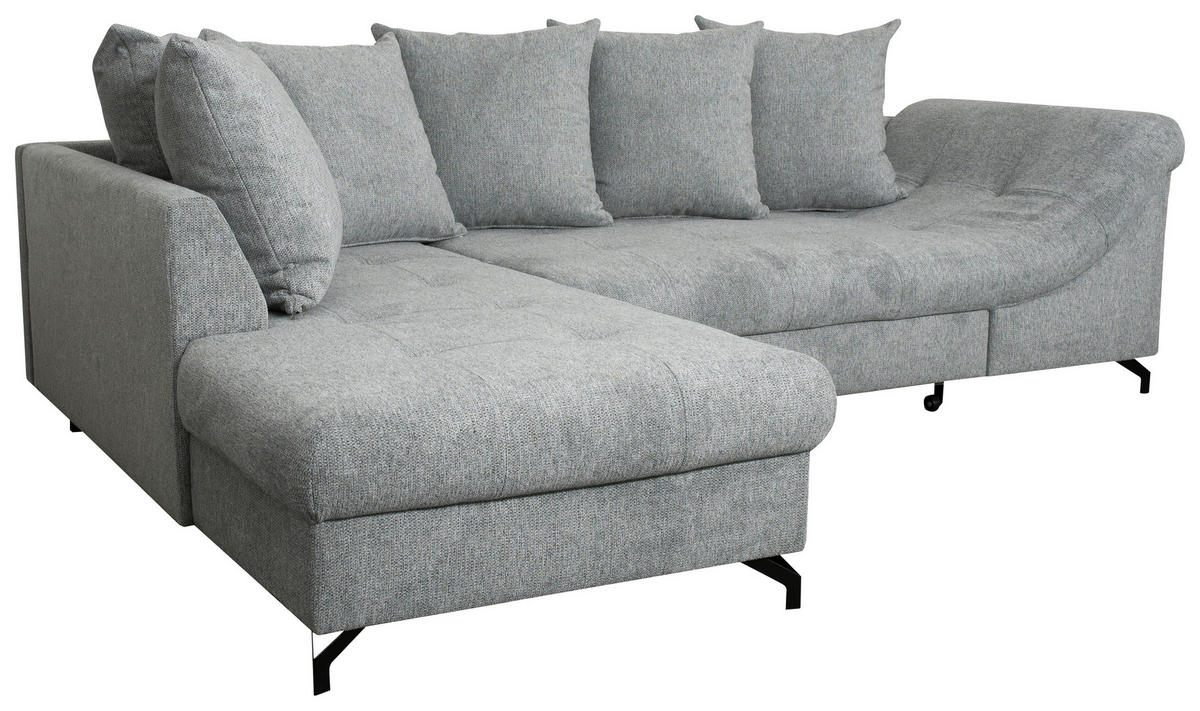 SEDEŽNA GARNITURA, tkanina siva  - siva/črna, Design, kovina/tekstil (190/90/270cm) - Carryhome