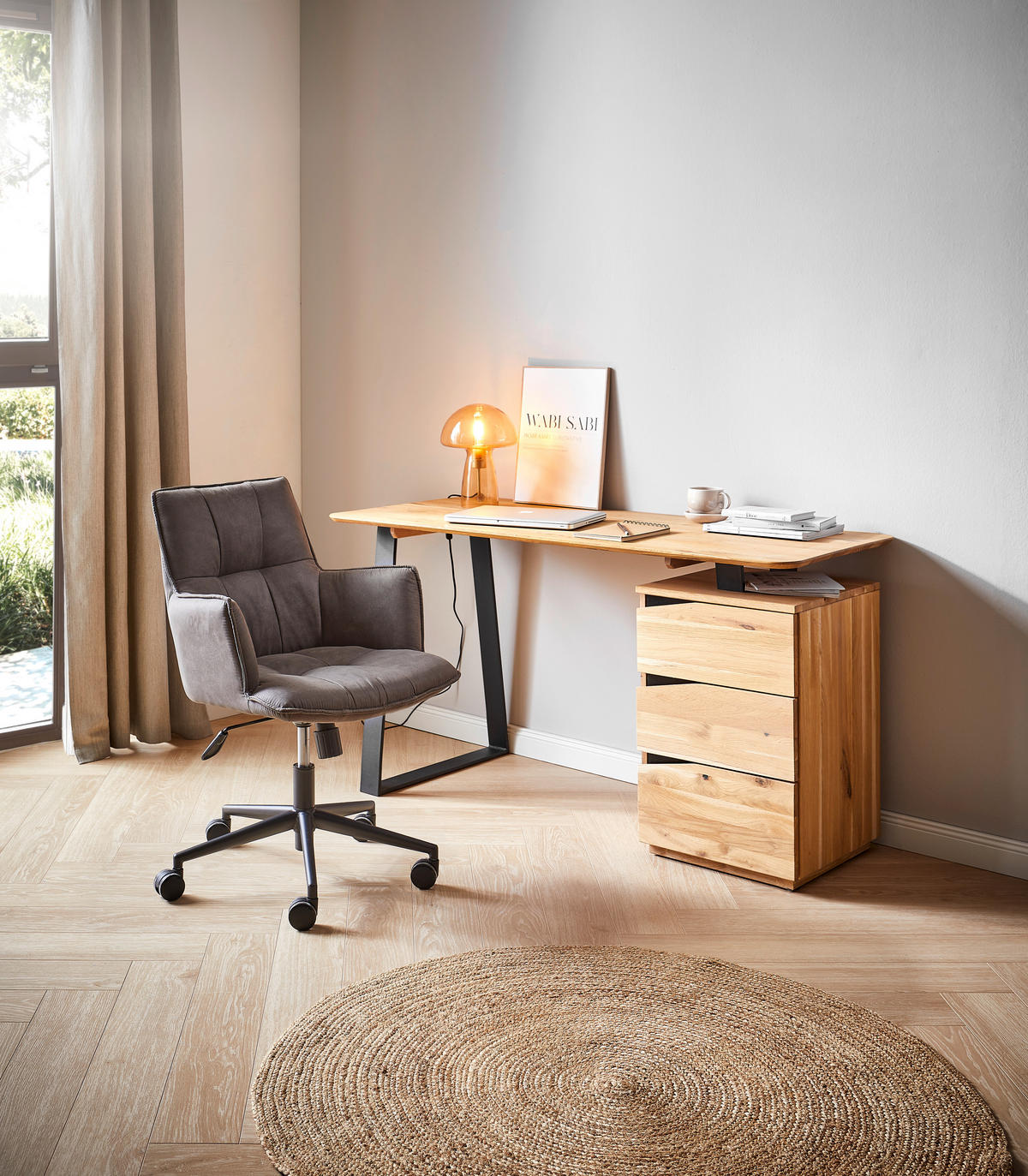 SCHREIBTISCH 140/65/75 cm  in Wildeiche  - Wildeiche/Schwarz, Natur, Holz/Metall (140/65/75cm) - Linea Natura