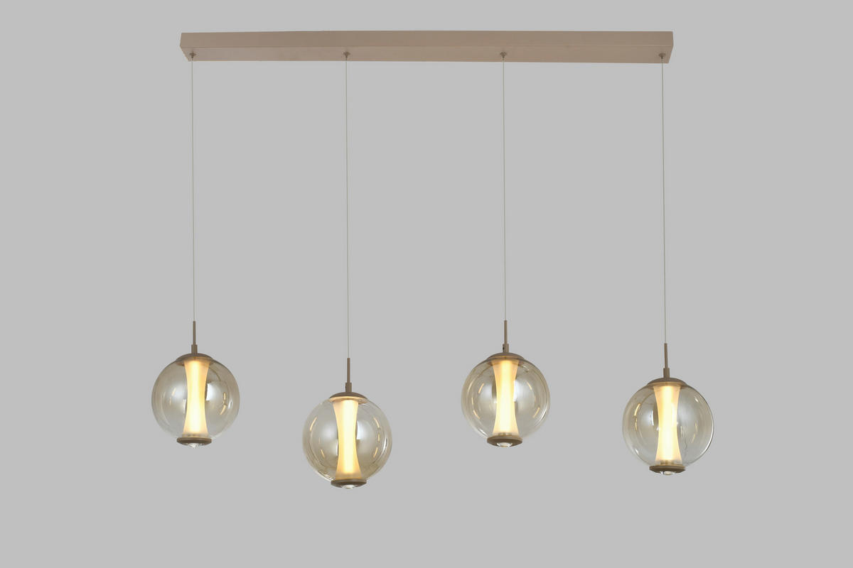 LED-HÄNGELEUCHTE Orleans 120/150/18 cm  - Sandfarben, Design, Glas/Metall (120/150/18cm)