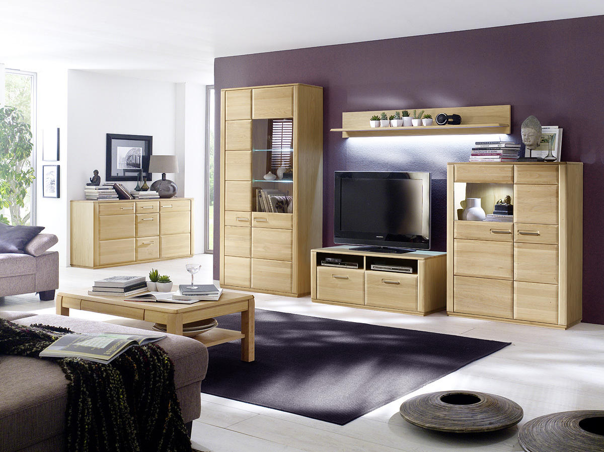 WOHNWAND  in Eichefarben 357/209/51 cm  - Eichefarben, Design, Glas/Holz (357/209/51cm) - Livetastic