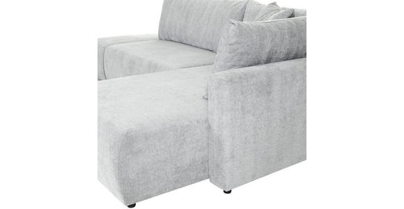 ECKSOFA in Flachgewebe Hellgrau - Hellgrau/Schwarz, KONVENTIONELL, Kunststoff/Textil (295/200cm) - Carryhome