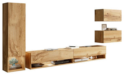 P & B Wohnwand Amadeo Eiche Wotan 270x130x32.5 cm