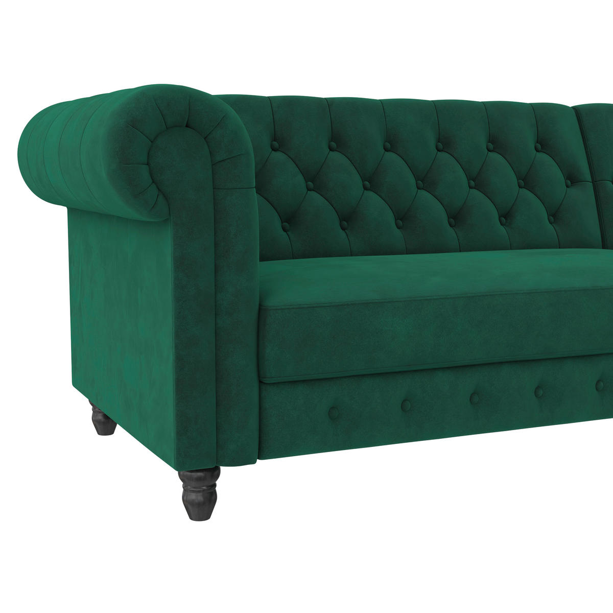 ECKSOFA FIRENZE in Velours Dunkelgrün  - Dunkelgrün/Schwarz, Basics, Holz/Textil (241/154cm) - Livetastic