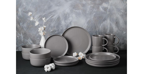 KOMBISERVICE Grau Salerno 16-teilig 4 Personen  - Grau, Trend, Keramik - Novel