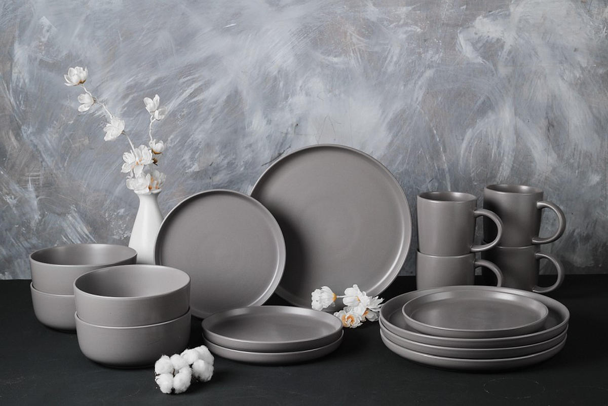 KOMBISERVICE Grau Salerno 16-teilig 4 Personen  - Grau, Trend, Keramik - Novel