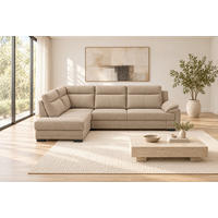 ECKSOFA ALTONA in Flachgewebe Cappuccino  - Schwarz/Cappuccino, Basics, Holz/Holzwerkstoff (272/207cm) - MID.YOU