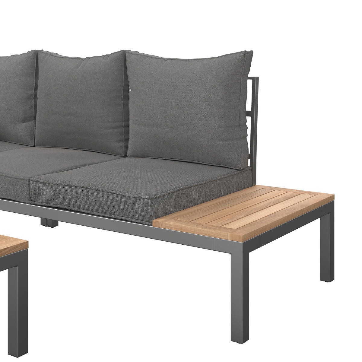 LOUNGEGARNITUR  138/207 cm  vollmassiv Stahl  - Braun/Grau, MODERN, Holz/Metall (138/207cm) - Ambia Garden