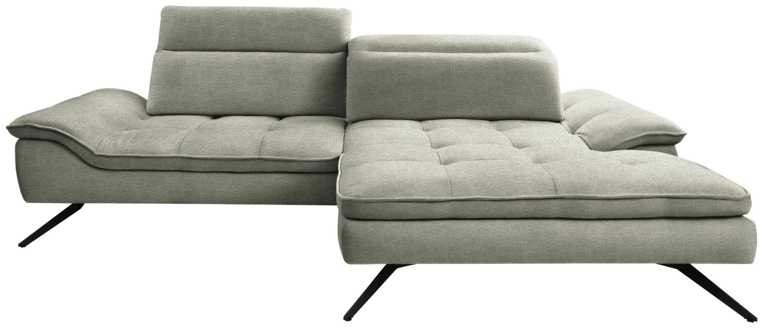 ECKSOFA in Webstoff Greige  288/179-202 cm  - Greige/Schwarz, Design, Textil/Metall (288/179-202cm) - Stylife