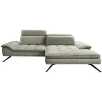 ECKSOFA in Webstoff Greige  288/179-202 cm  - Greige/Schwarz, Design, Textil/Metall (288/179-202cm) - Stylife