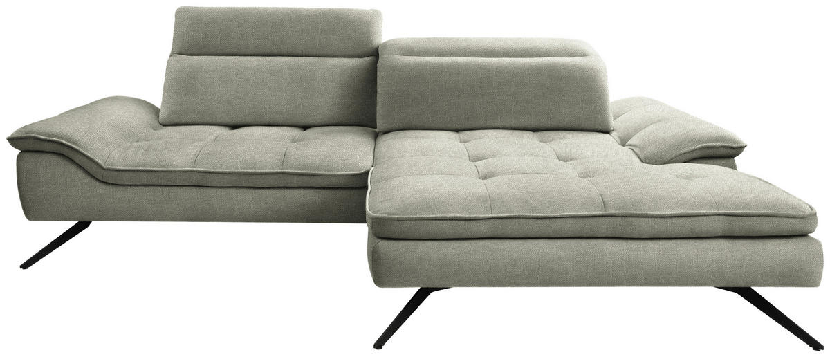 ECKSOFA in Webstoff Greige  288/179-202 cm  - Greige/Schwarz, Design, Textil/Metall (288/179-202cm) - Stylife