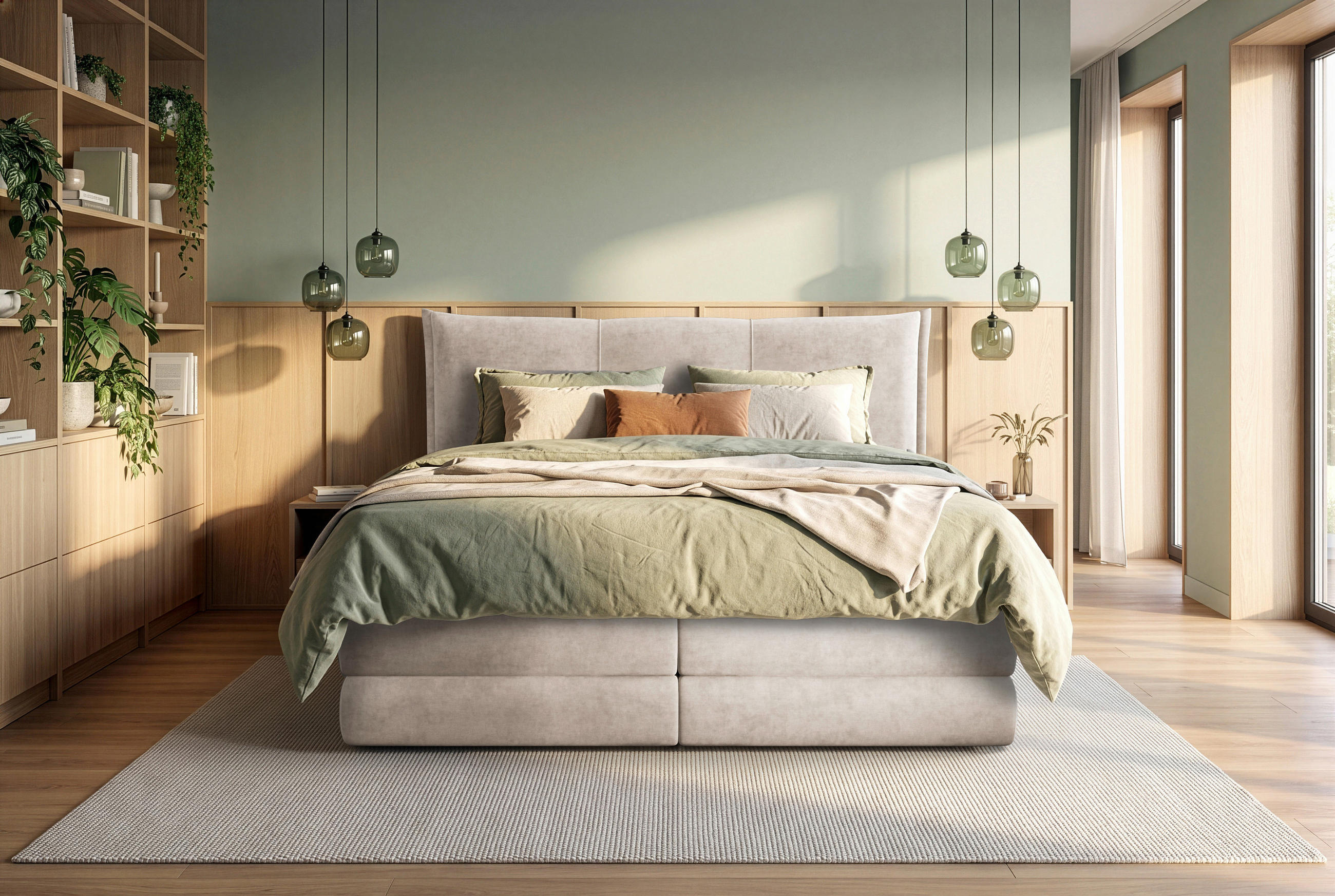 BOXSPRINGBETT 160/200 cm  Beige  - Beige/Schwarz, Modern, Holz/Holzwerkstoff (160/200cm) - MID.YOU