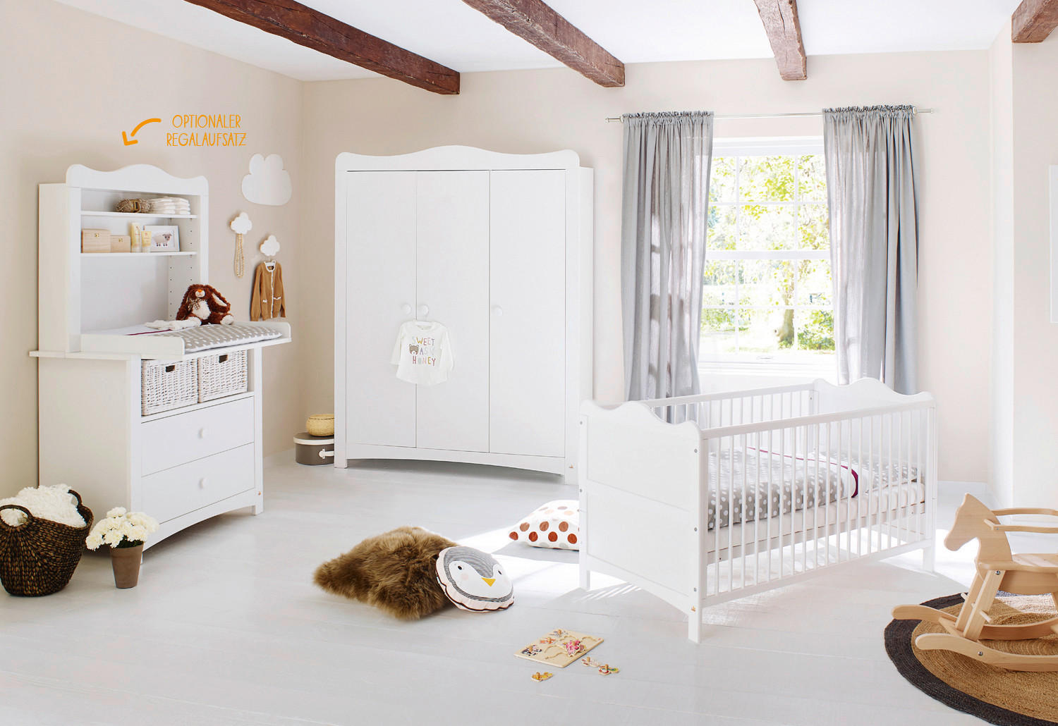 BABYZIMMER PINOLINO FLORENTINA  - Weiß, ROMANTIK / LANDHAUS, Holz/Holzwerkstoff - Pinolino
