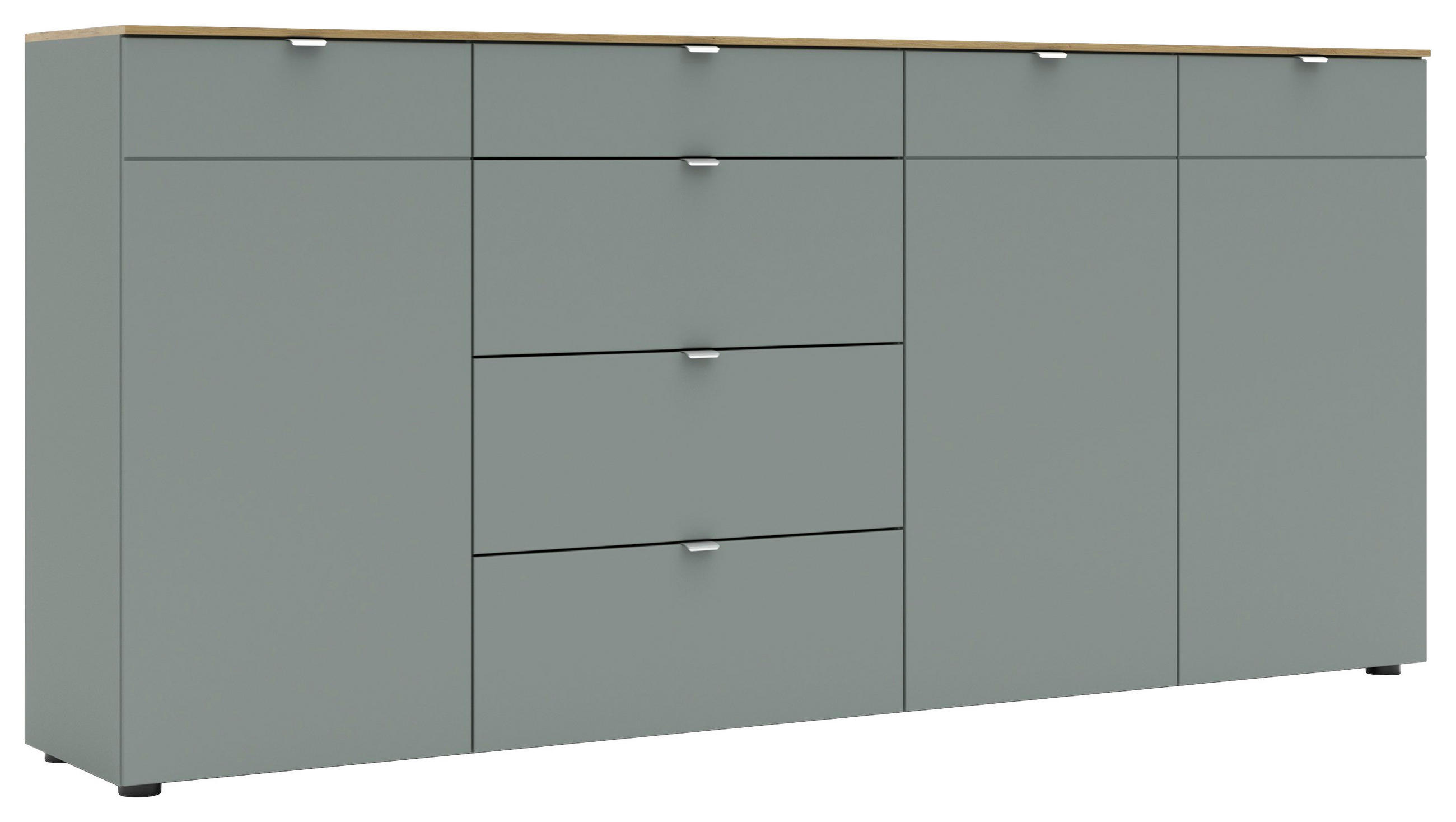 SIDEBOARD  in 220/101/41 cm  - Schilfgrün/Silberfarben, Design, Holzwerkstoff/Metall (220/101/41cm)