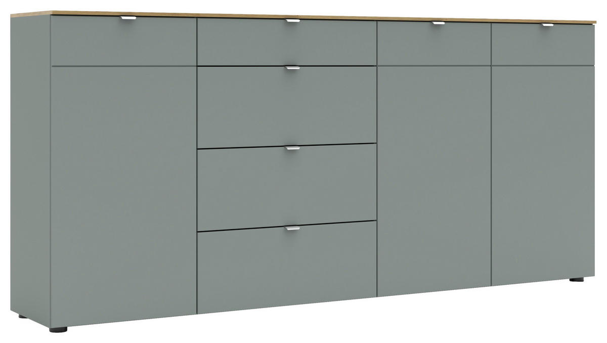 SIDEBOARD  in 220/101/41 cm  - Schilfgrün/Silberfarben, Design, Holzwerkstoff/Metall (220/101/41cm)