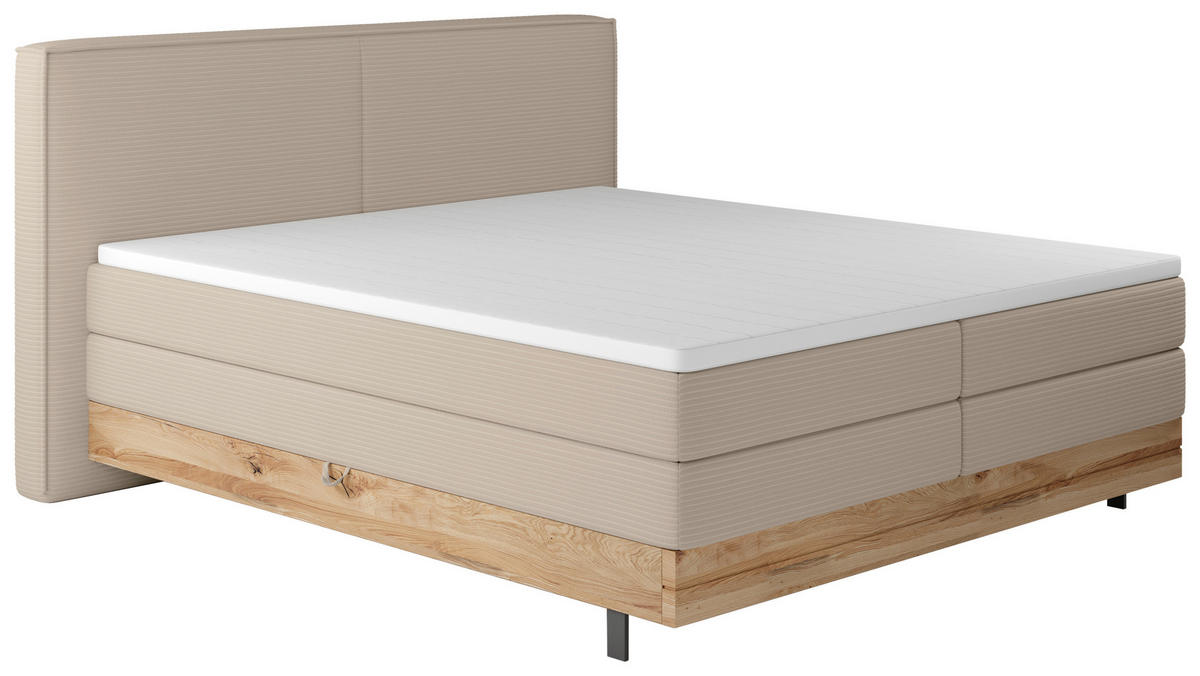 BOXSPRINGBETT 180/200 cm  in Champagner  - Champagner/Schwarz, Natur, Holz/Textil (180/200cm) - Valnatura