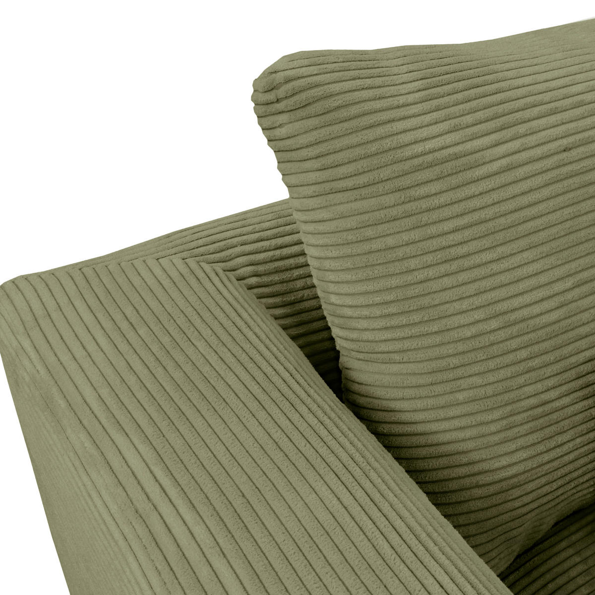 ECKSOFA in Cord Olivgrün  - Schwarz/Olivgrün, Design, Textil/Metall (313/172cm) - Livetastic