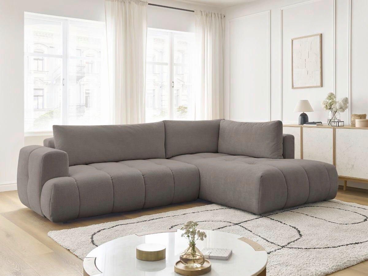 ECKSCHLAFSOFA FUJI Leinenoptik Taupe  inkl.  - Taupe/Schwarz, MODERN, Kunststoff/Textil (282/204cm)