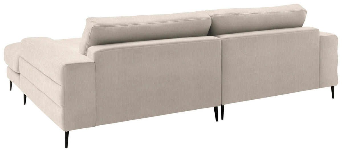 ECKSOFA in Flachgewebe Beige  253/177 cm  - Beige/Schwarz, Design, Textil/Metall (253/177cm) - Dieter Knoll