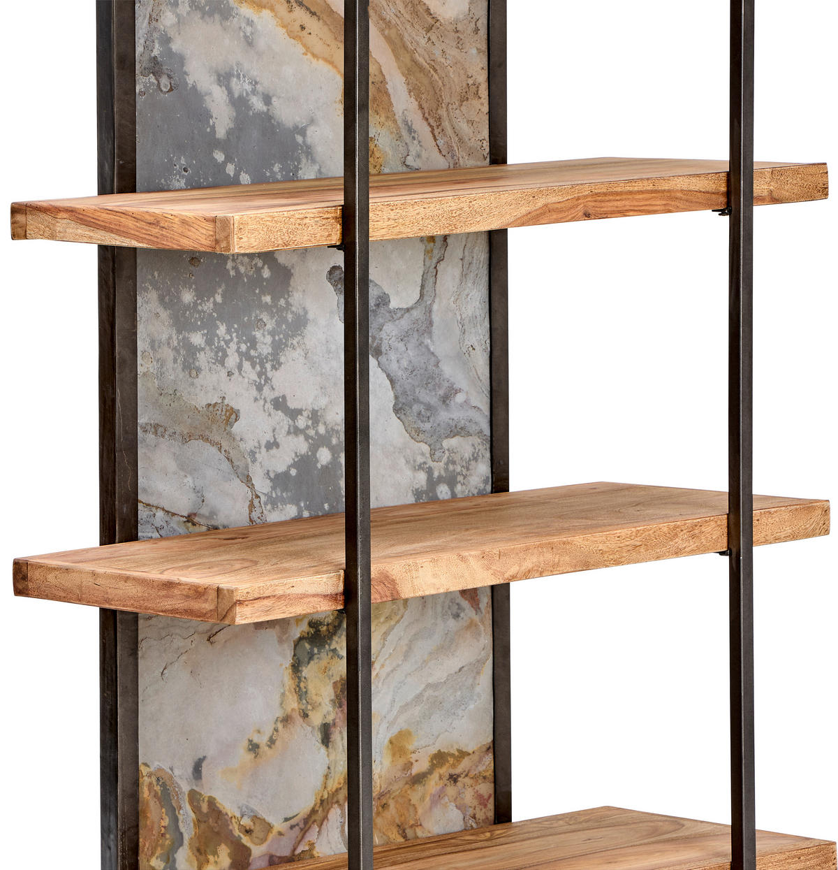 REGAL Sheesham Hartholz Grau, Sheeshamfarben  - Sheeshamfarben/Grau, KONVENTIONELL, Holz/Stein (90/180/40cm) - Livetastic
