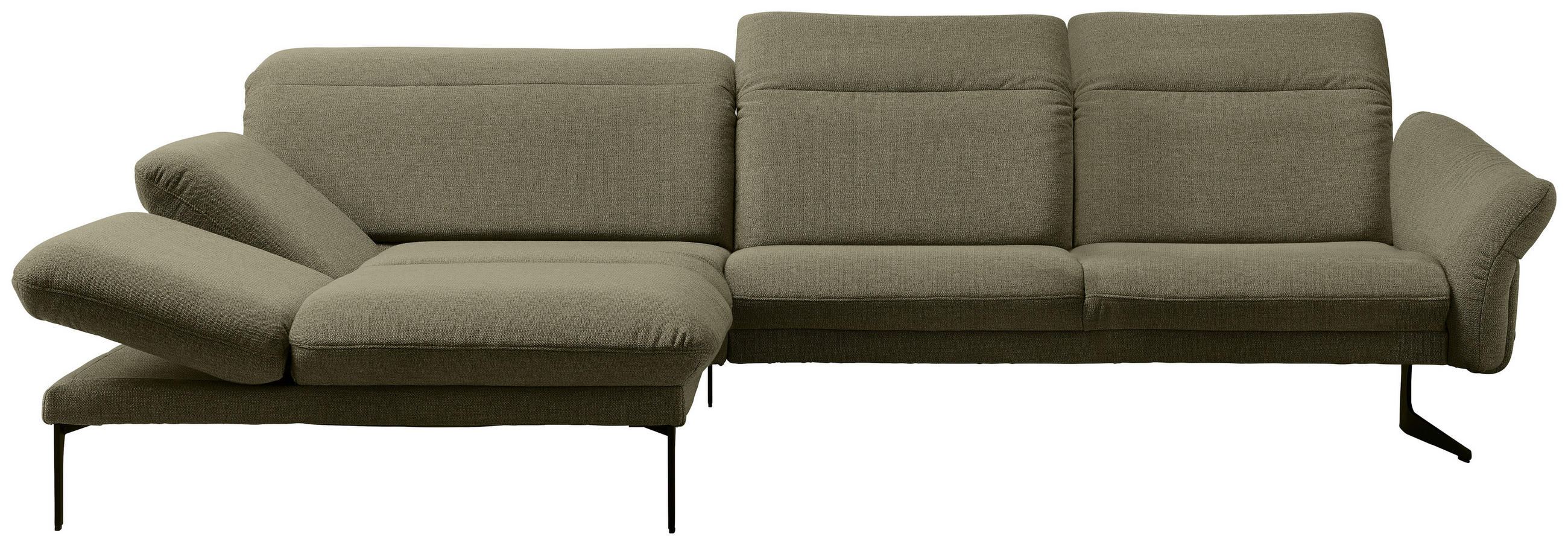 ECKSOFA in Webstoff Olivgrün  - Anthrazit/Olivgrün, Design, Textil/Metall (203/299cm) - Himolla