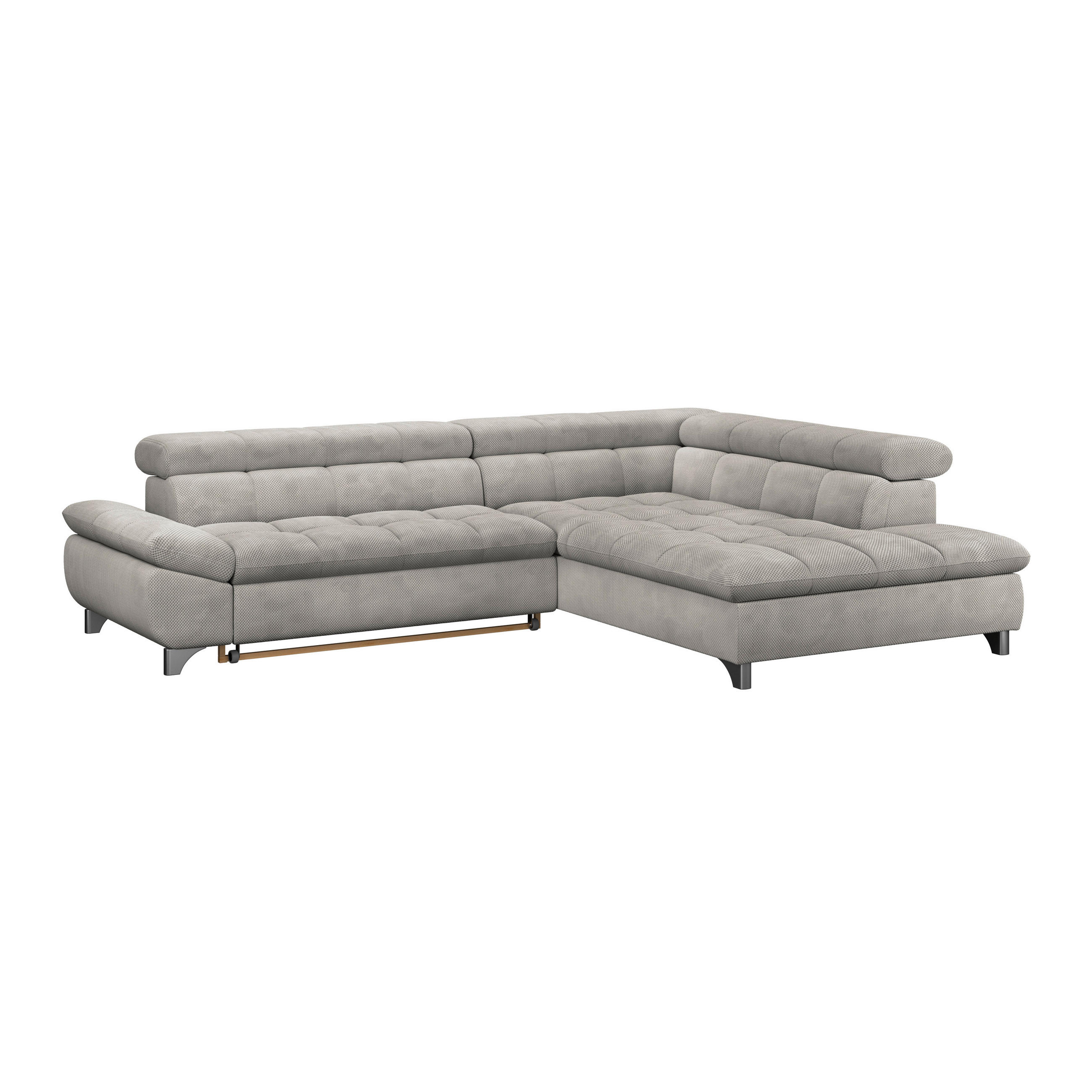 ECKSOFA Beige Chenille  - Chromfarben/Beige, KONVENTIONELL, Textil/Metall (312/234cm) - Livetastic