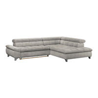ECKSOFA Beige Chenille  - Chromfarben/Beige, KONVENTIONELL, Textil/Metall (312/234cm) - Livetastic