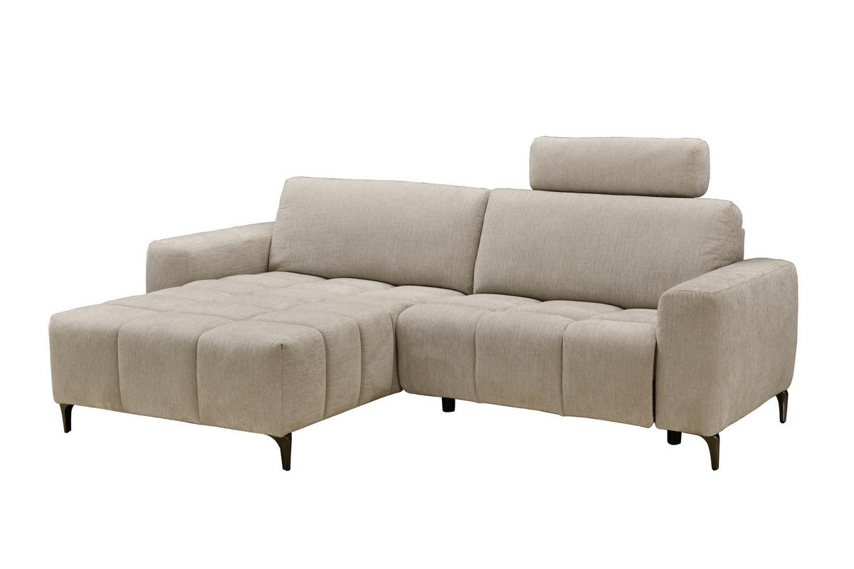 ECKSOFA in Chenille Beige  - Beige/Schwarz, Design, Textil/Metall (165/246cm) - Carryhome