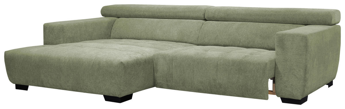 ECKSOFA in Webstoff Olivgrün  182/279 cm  - Schwarz/Olivgrün, KONVENTIONELL, Textil/Metall (182/279cm) - Hom`in