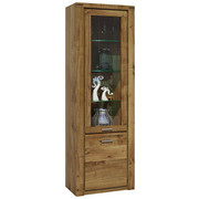 VITRINE Wildeiche furniert, massiv Eichefarben - Eichefarben/Alufarben, LIFESTYLE, Glas/Holz (63/200/40cm) - Hom`in