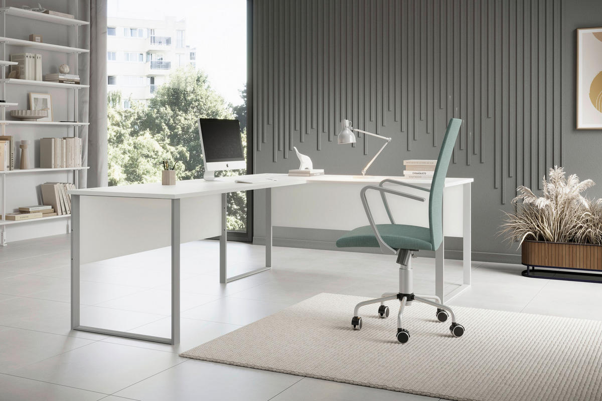 ECKSCHREIBTISCH 223/73/77 cm  in Weiss  - Weiss, Modern, Holzwerkstoff/Metall (223/73/77cm) - MID.YOU