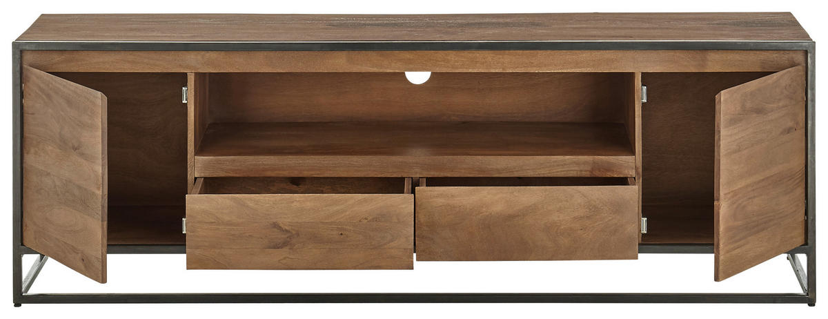 TV-BÄNK  i 188/61/40 cm  - valnötsfärgad/svart, Lifestyle, metall/trä (188/61/40cm) - MID.YOU