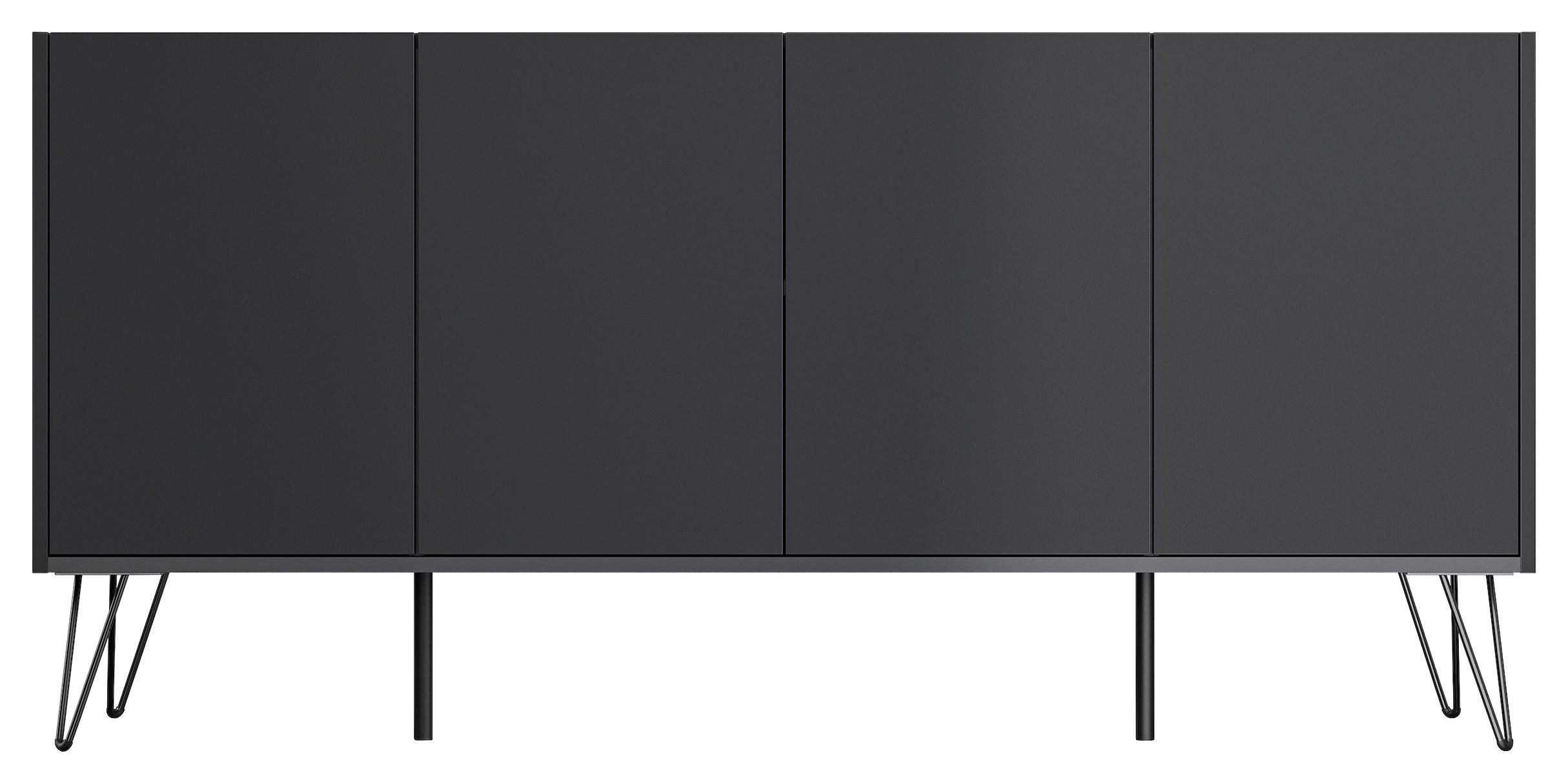 SIDEBOARD Posseik Industrial 155/75,8/42 cm  - Graphitfarben/Schwarz, Design, Holzwerkstoff/Metall (155/75,8/42cm) - P & B