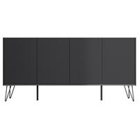 SIDEBOARD Posseik Industrial 155/75,8/42 cm  - Graphitfarben/Schwarz, Design, Holzwerkstoff/Metall (155/75,8/42cm) - P & B
