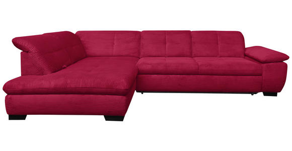 ECKSOFA in Cord Rot  242/313 cm  - Rot/Schwarz, Design, Textil/Metall (242/313cm) - Xora