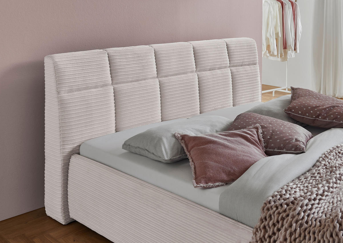 POLSTERBETT 180/200 cm  in Beige  - Beige/Schwarz, Design, Holz/Textil (180/200cm) - Xora