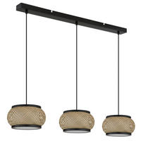 ZÁVĚSNÉ LED SVÍTIDLO, 92/22/120 cm - bílá/černá, Design, kov/dřevo (92/22/120cm) - Globo