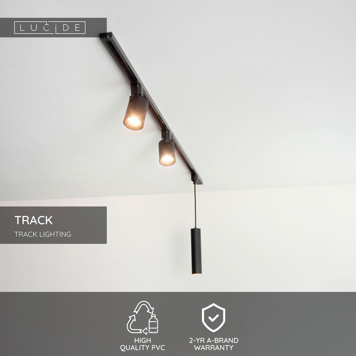 SCHIENENSYSTEM Track 3.5/1.4/1.8 cm   - Schwarz, Basics, Kunststoff (3.5/1.4/1.8cm) - Lucide