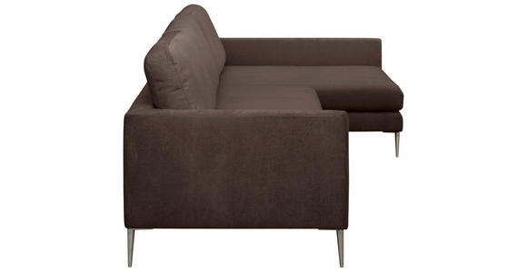 ECKSOFA Braun Chenille  - Silberfarben/Braun, KONVENTIONELL, Textil/Metall (284/143cm) - Carryhome