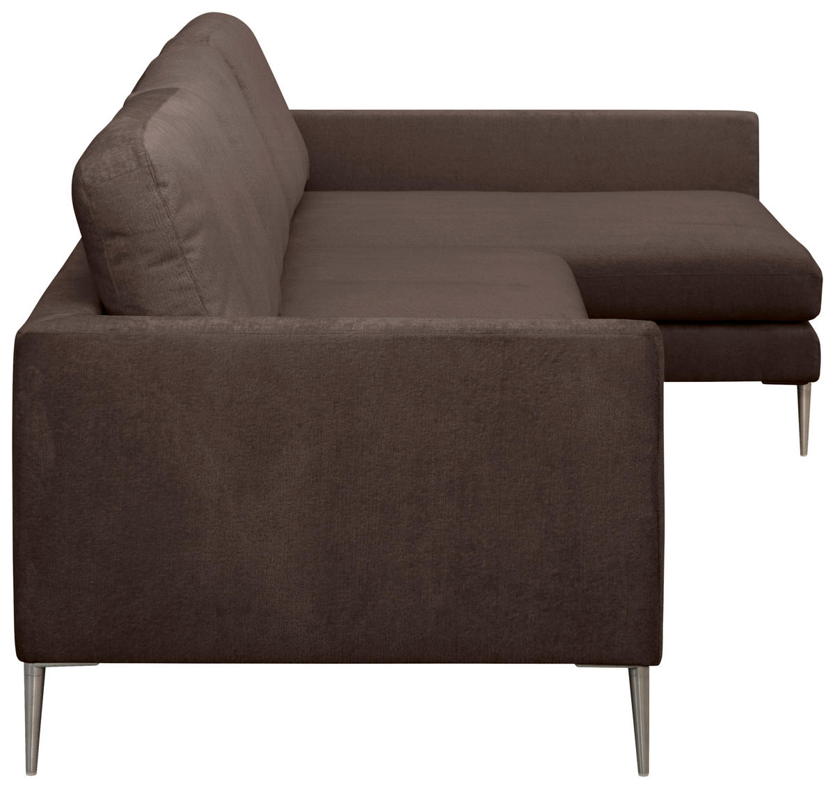 ECKSOFA Braun Chenille  - Silberfarben/Braun, KONVENTIONELL, Textil/Metall (284/143cm) - Carryhome