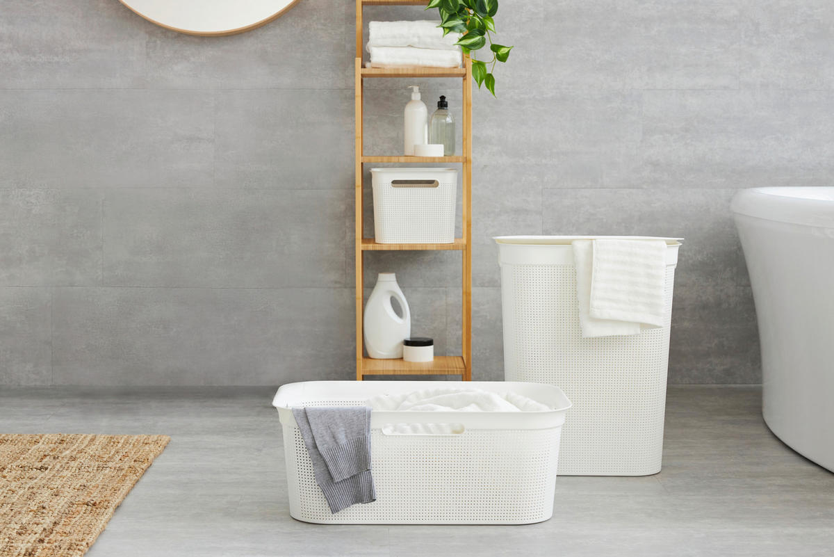 WÄSCHEKORB - Weiß, Basics, Kunststoff (59,6/39,6/23,2cm) - Rotho